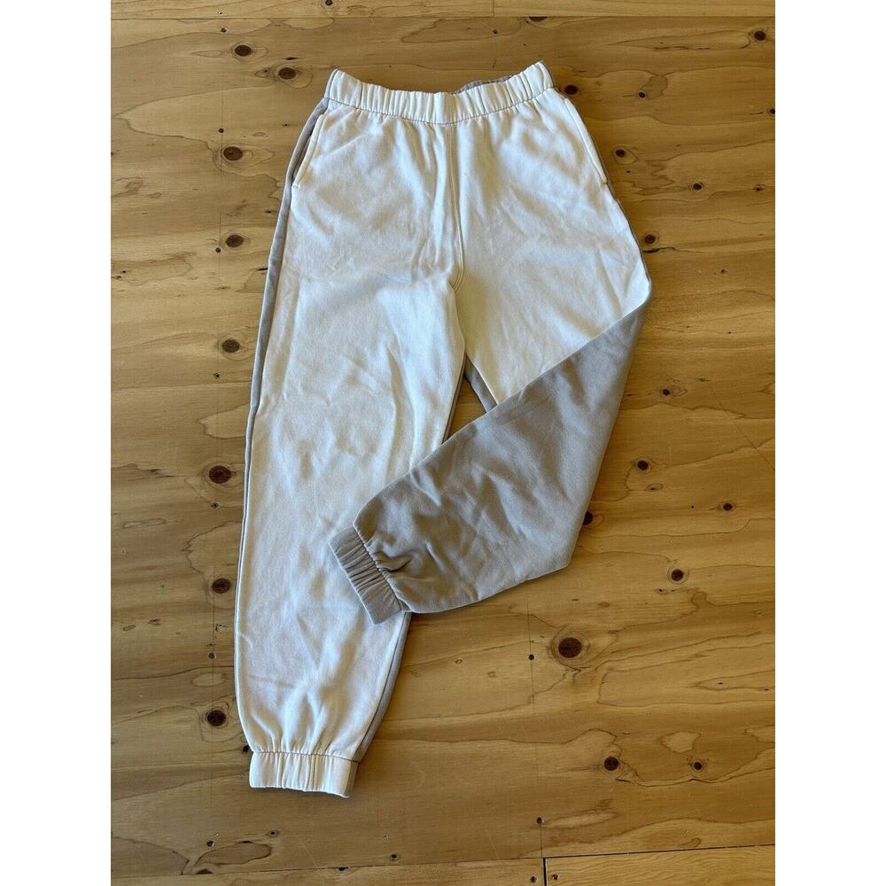 Hollister Sweatpants Womens Small White Tan Color Block Ultra High Rise Joggers